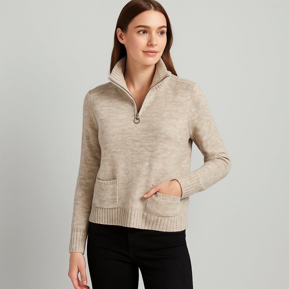 Anthropologie Tan V-Neck Sweater